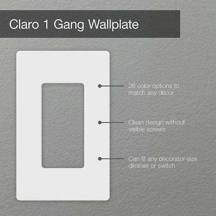 Lutron CW-1-WH Claro 1-Gang Screwless Wall Plate Decorator/Designer Paddle Switches and Dimmers - White
