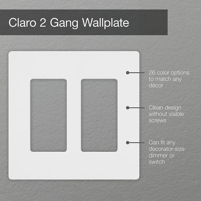 Lutron CW-2-WH Claro 2-Gang Screwless Wall Plate Decorator/Designer Paddle Switches and Dimmers - White