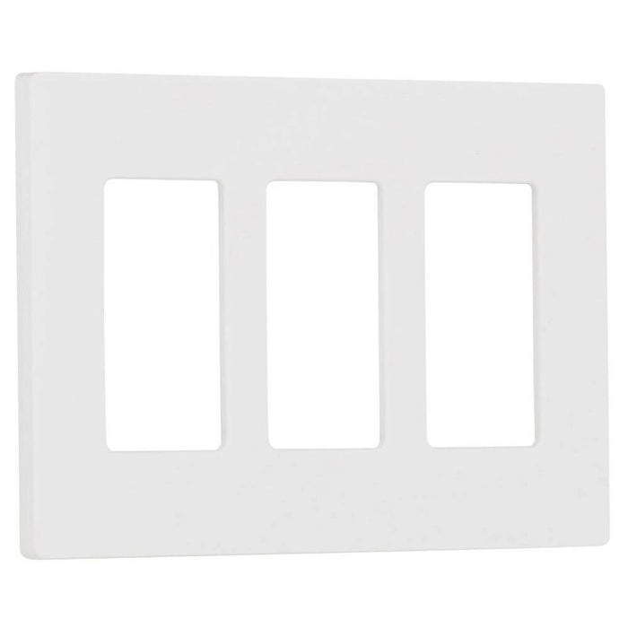 Lutron CW-3-WH Claro 3-Gang Screwless Wall Plate Decorator/Designer Paddle Switches and Dimmers - White