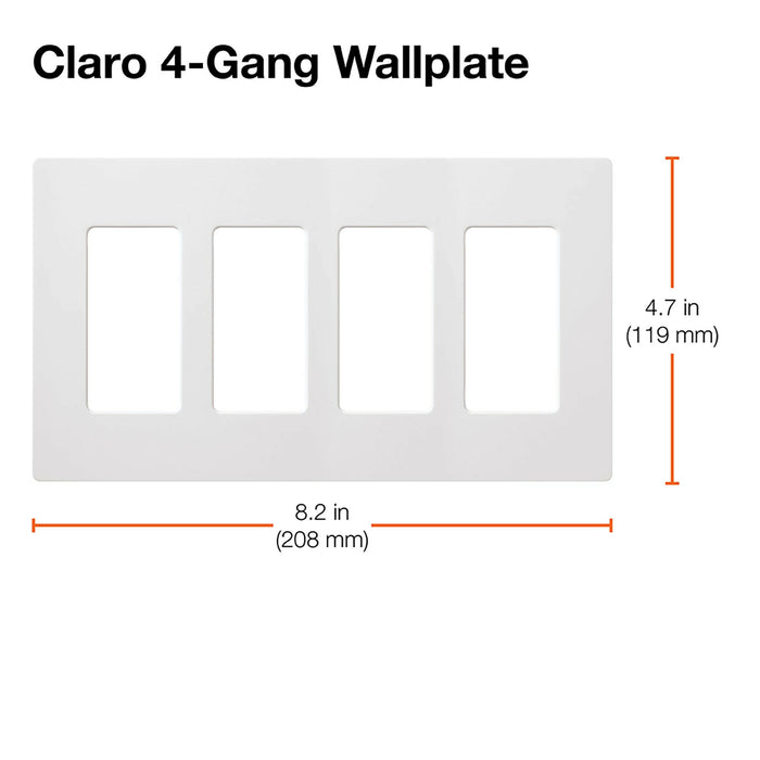 Lutron CW-4-WH Claro 4-Gang Screwless Wall Plate Decorator/Designer Paddle Switches and Dimmers - White