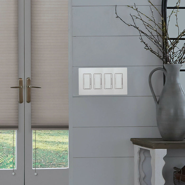 Lutron CW-4-WH Claro 4-Gang Screwless Wall Plate Decorator/Designer Paddle Switches and Dimmers - White