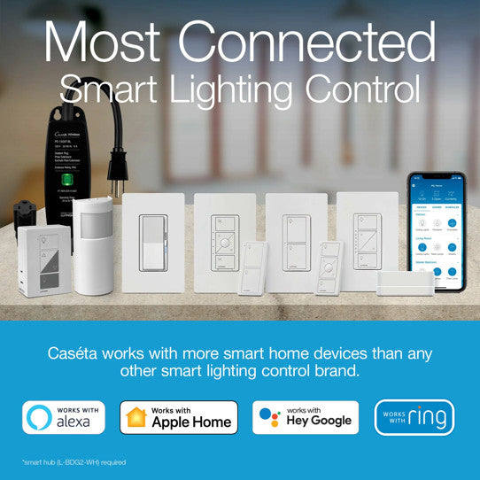 Lutron DVRF-5NS-WH Claro Smart Switch For Caseta Smart Lighting, White