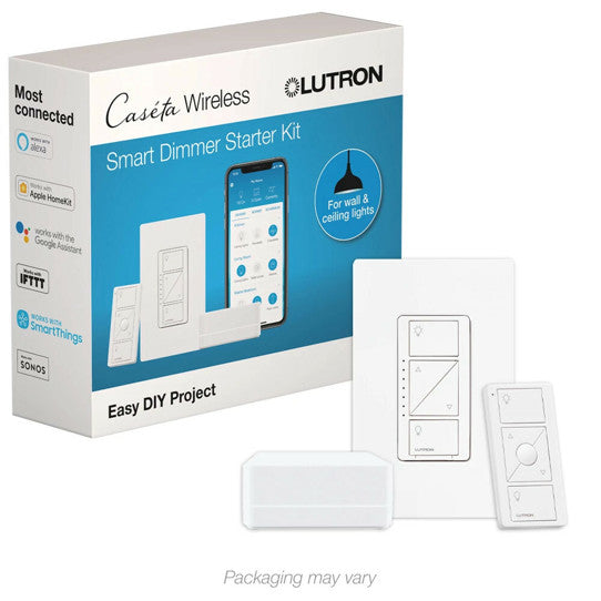 Lutron P-BDG-PKG1W Caseta Wireless Smart Lighting Dimmer Switch Starter Kit