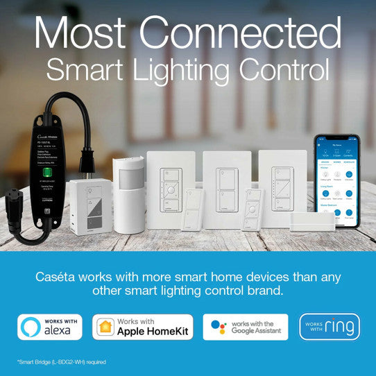 Lutron P-BDG-PKG1W Caseta Wireless Smart Lighting Dimmer Switch Starter Kit