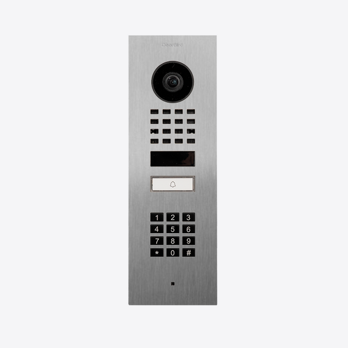 DoorBird D1101KV Flush-Mount IP Video Intercom 1080p Ultra‑Wide Camera Night Vision 4D Motion Sensor PoE LAN 1 Call Button - Stainless Steel