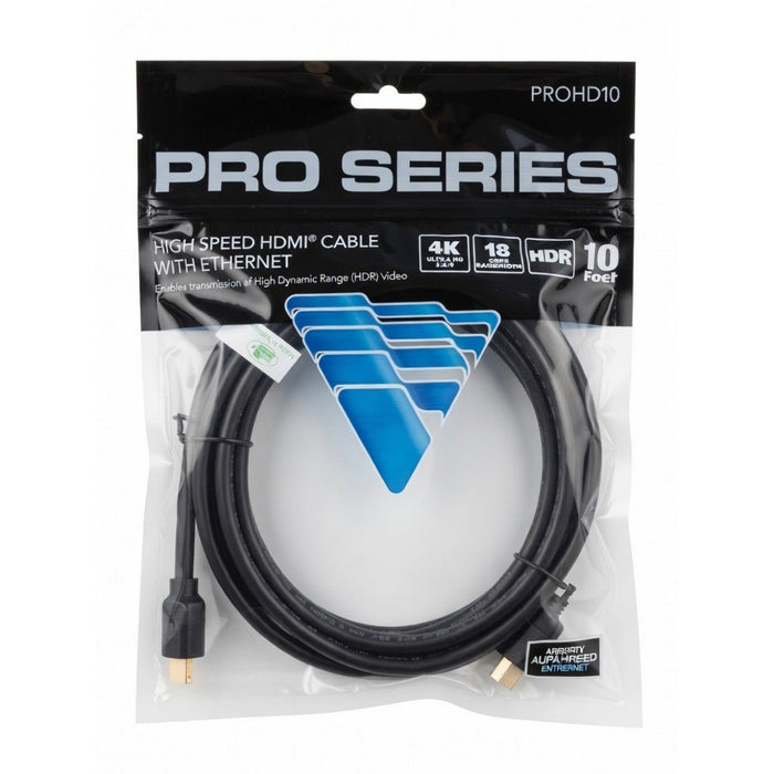 Vanco PROHD Pro Series High Speed HDMI 4K/UltraHD HDR/ARC 18Gbps Cables with Ethernet - Black (1-30 ft)