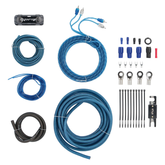 Raptor R2AK4 4 Gauge Complete Amp Kit w/ RCA for Up to 1100W Systems