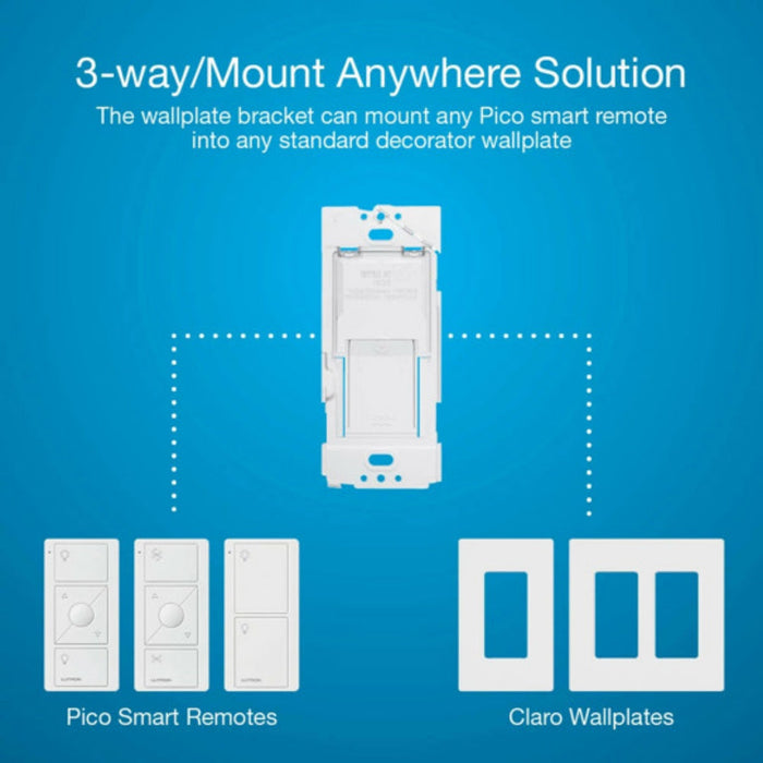 Lutron PICO-WBX-ADAPT Caseta Wireless Wallplate Bracket For Pico Smart Remote 3-way, White