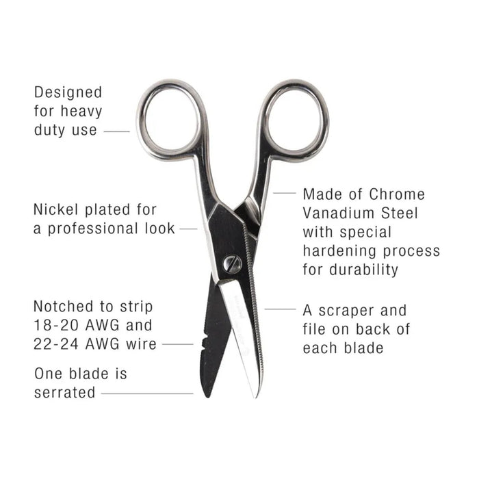 Jonard Tools ES-1964 Nickel-Plated Heavy Duty Electrician's Scissors
