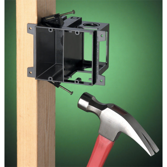 Arlington LVD2 2-Gang Power and Low Voltage Box for New Construction Black