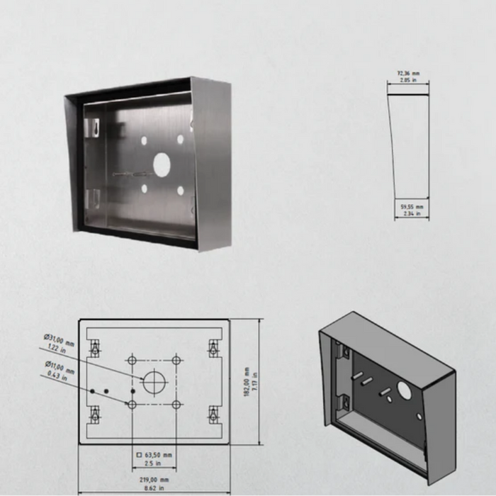 DoorBird D1101KH-SMB Surface-Mounting Housing Backbox for D1101KH - Stainless Steel