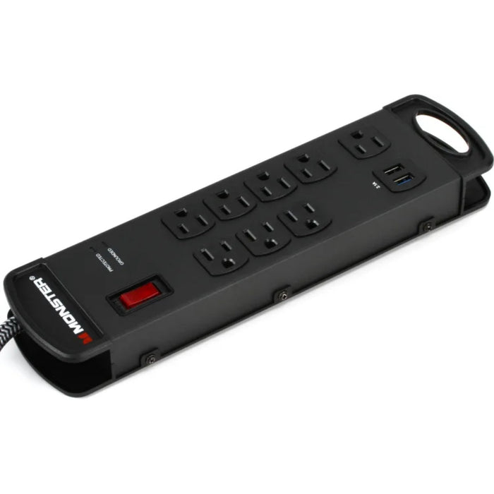 Monster 8001 Pro MI 8-outlet Surge Protected Power Strip with EMI/RFI Attenuation, 2 USB Outlets 15FT Cord