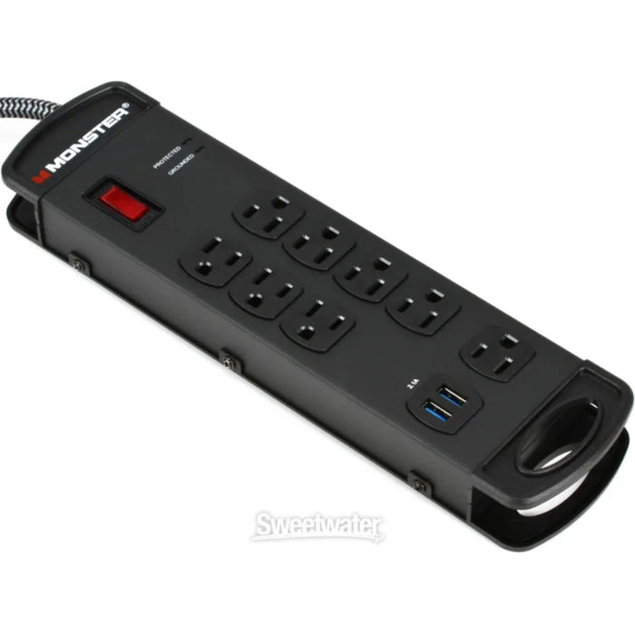 Monster 8001 Pro MI 8-outlet Surge Protected Power Strip with EMI/RFI Attenuation, 2 USB Outlets 15FT Cord
