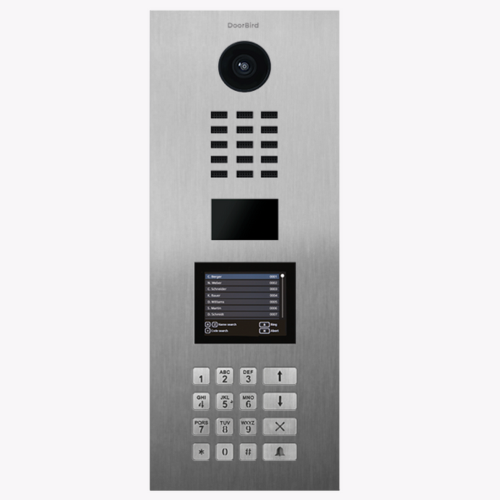 DoorBird D21DKV IP Video Door Station 720p HD 4D Motion Sensor RFID Reader Illuminated Keypad & Display Night Vision PoE Up to 500 Units - Stainless Steel