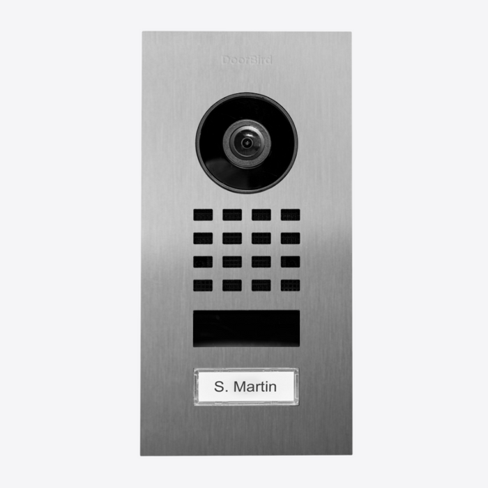 DoorBird D1101V Flush‑Mount IP Video Intercom 1080p Ultra‑Wide Camera Night Vision 4D Motion Sensor WiFi/LAN PoE 1‑Button Door - Stainless Steel