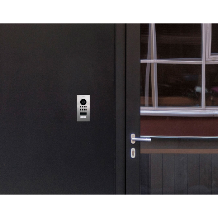 DoorBird D1101V Flush‑Mount IP Video Intercom 1080p Ultra‑Wide Camera Night Vision 4D Motion Sensor WiFi/LAN PoE 1‑Button Door - Stainless Steel
