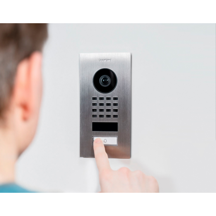 DoorBird D1101V Flush‑Mount IP Video Intercom 1080p Ultra‑Wide Camera Night Vision 4D Motion Sensor WiFi/LAN PoE 1‑Button Door - Stainless Steel