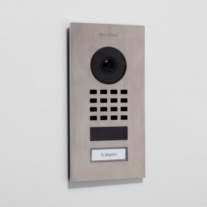 DoorBird D1101V Flush‑Mount IP Video Intercom 1080p Ultra‑Wide Camera Night Vision 4D Motion Sensor WiFi/LAN PoE 1‑Button Door - Stainless Steel