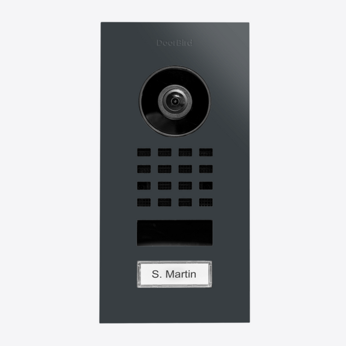 DoorBird D1101V Flush‑Mount IP Video Intercom 1080p Ultra‑Wide Camera Night Vision 4D Motion Sensor WiFi/LAN PoE 1‑Button Door - Gray