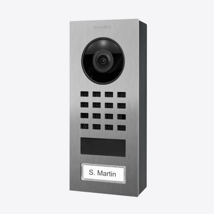 DoorBird D1101V Surface‑Mount IP Video Intercom 1080p Ultra‑Wide Camera Night Vision 4D Motion Sensor WiFi/LAN PoE 1‑Button - Stainless Steel