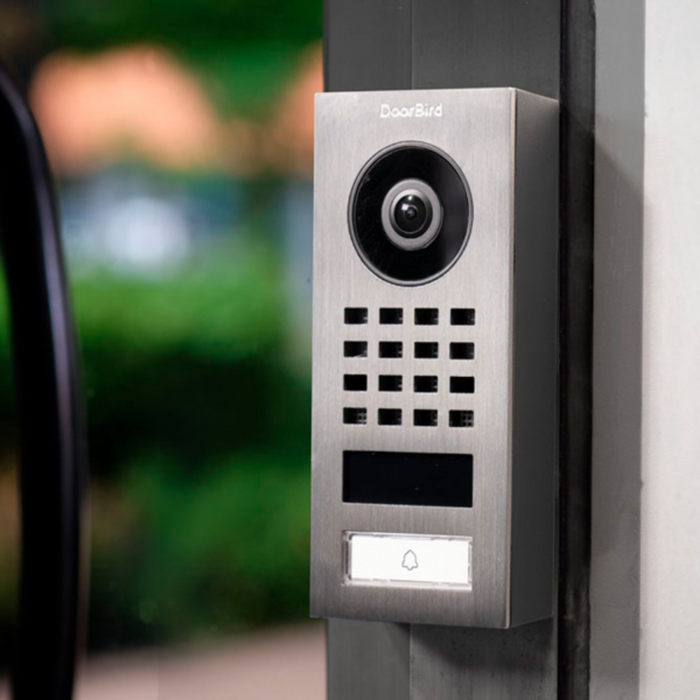 DoorBird D1101V Surface‑Mount IP Video Intercom 1080p Ultra‑Wide Camera Night Vision 4D Motion Sensor WiFi/LAN PoE 1‑Button - Stainless Steel
