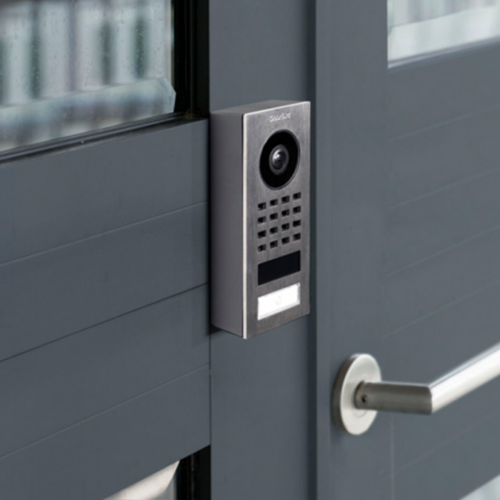 DoorBird D1101V Surface‑Mount IP Video Intercom 1080p Ultra‑Wide Camera Night Vision 4D Motion Sensor WiFi/LAN PoE 1‑Button - Stainless Steel