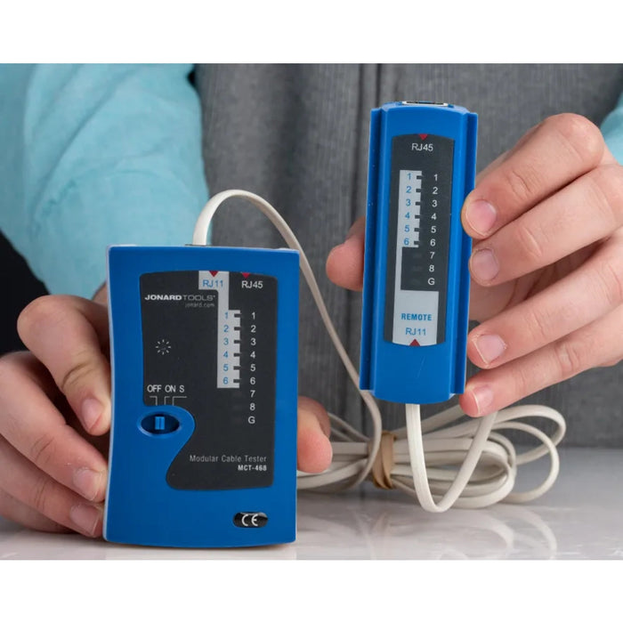 Jonard Tools MCT-468 Modular Cable Tester for RJ45 RJ12 RJ11 Cables