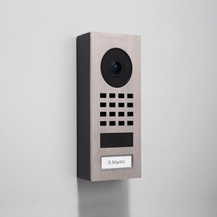 DoorBird D1101V Surface‑Mount IP Video Intercom 1080p Ultra‑Wide Camera Night Vision 4D Motion Sensor WiFi/LAN PoE 1‑Button - Stainless Steel