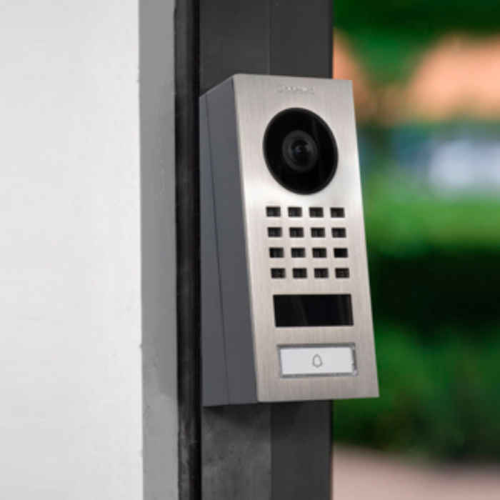 DoorBird D1101V Surface‑Mount IP Video Intercom 1080p Ultra‑Wide Camera Night Vision 4D Motion Sensor WiFi/LAN PoE 1‑Button - Stainless Steel