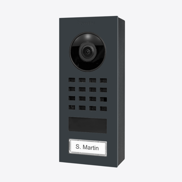 DoorBird D1101V Surface‑Mount IP Video Intercom 1080p Ultra‑Wide Camera Night Vision 4D Motion Sensor WiFi/LAN PoE 1‑Button - Gray