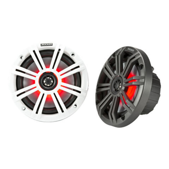 Kicker 45KM654L 6.5" 390W 4 Ohms Coaxial Marine Speakers w/ LED Illumination (Pair)