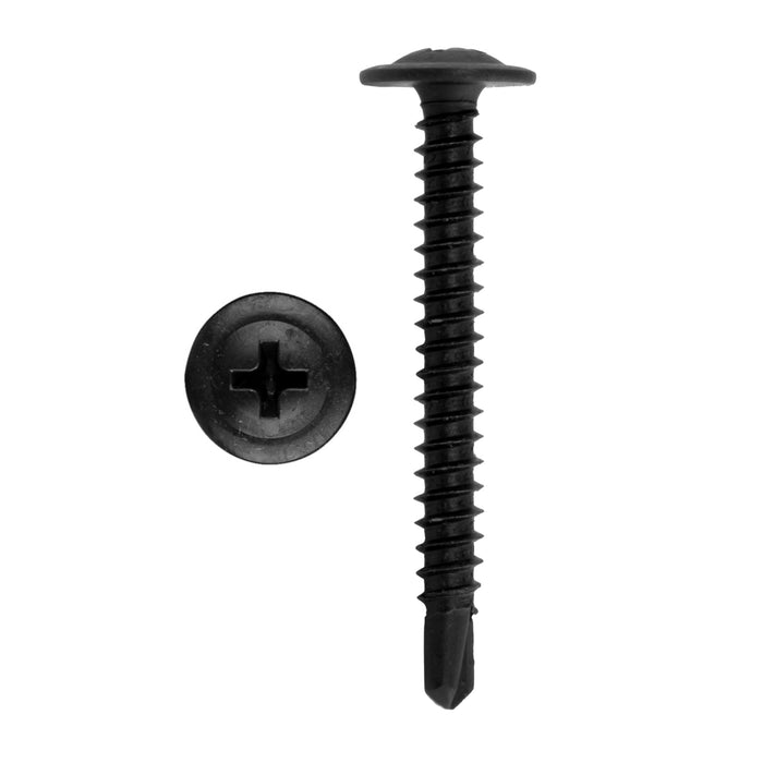 Black Phillips Wafer Head Self Tapping/Drilling Screws 1 1/2" (100/pk)