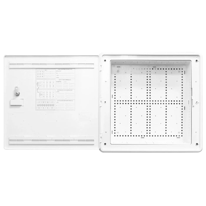 Wavenet 15" Plastic Empty Structured Wiring Enclosure Lockable Vented Door - White
