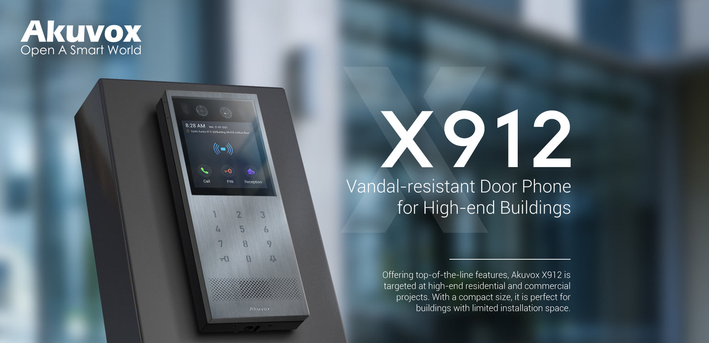 Akuvox X912K Luxury IP Video Door Phone with Touchscreen Keypad Facial Recognition & Bluetooth Access