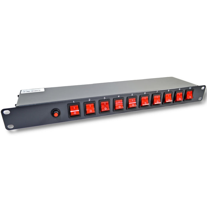 10 Outlet 15 Amps 125V Power Strip 19" 1U Rack Mount PDU Surge Protector and Switch Control