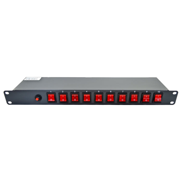 10 Outlet 15 Amps 125V Power Strip 19" 1U Rack Mount PDU Surge Protector and Switch Control