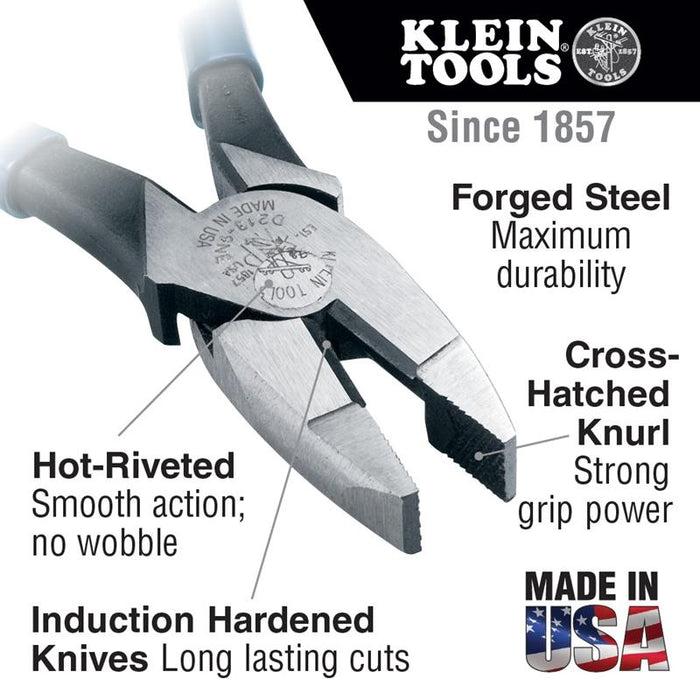 Klein Tools D213-9NE 9 Inch High Leverage Side Cutting Pliers