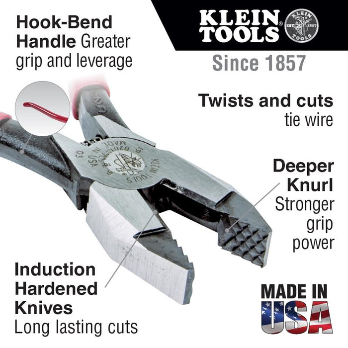 Klein Tools D201-7CSTA Ironworker's Pliers, Aggressive Knurl, 9-Inch