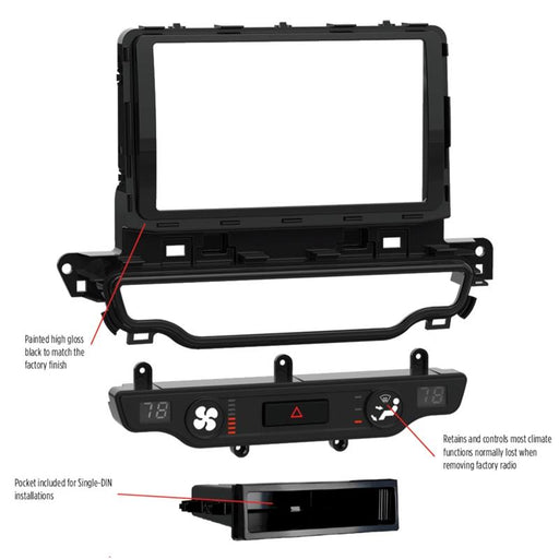 Metra 99-7382HG Single or Double DIN Dash Kit for 2017-Up Kia Niro (w/o NAV)