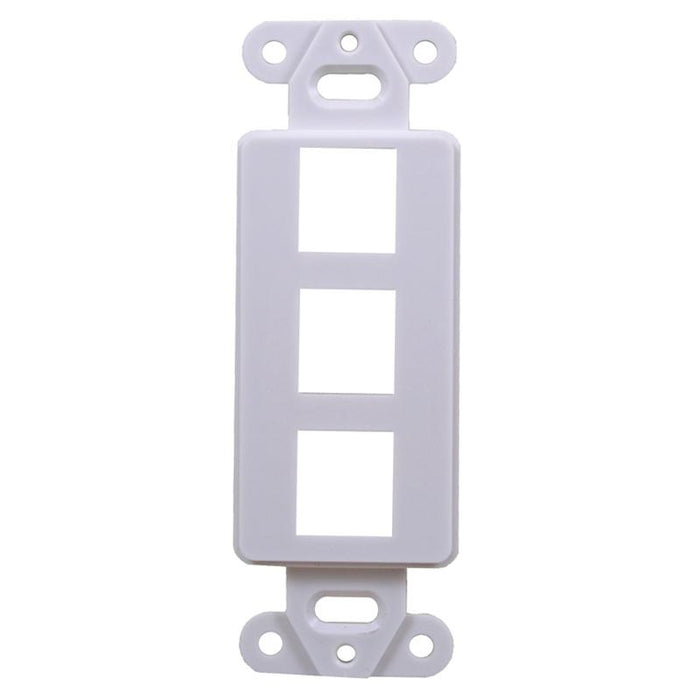 White 3-Port Decora Keystone Jack Wall Insert HDMI  RJ45 Cat 6, Ethernet, RG6 Coax Banana Plug