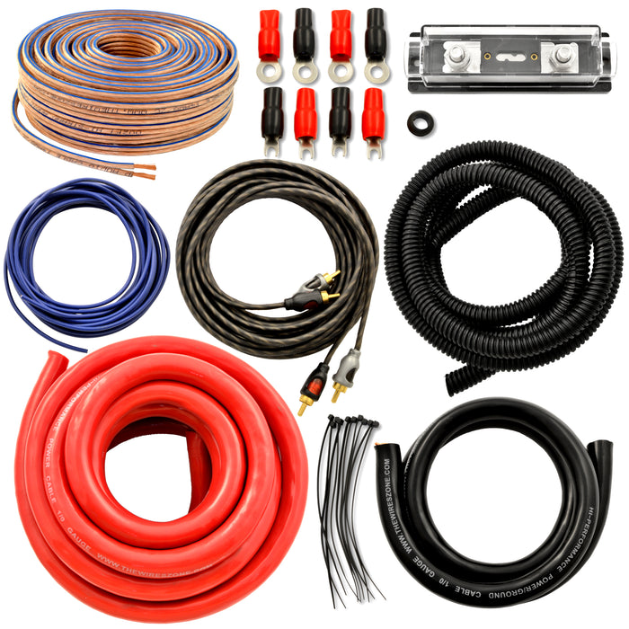 Car Audio 1/0 Gauge Flexible Wire & Cable Complete Amplifier Install Wiring Amp Kit