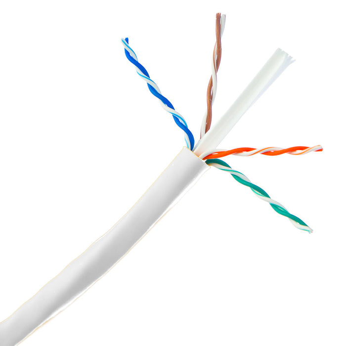 Bulk Cat6 UTP 1000ft CCA Ethernet Cable 23 AWG Pull Box Indoor Network Installations - White