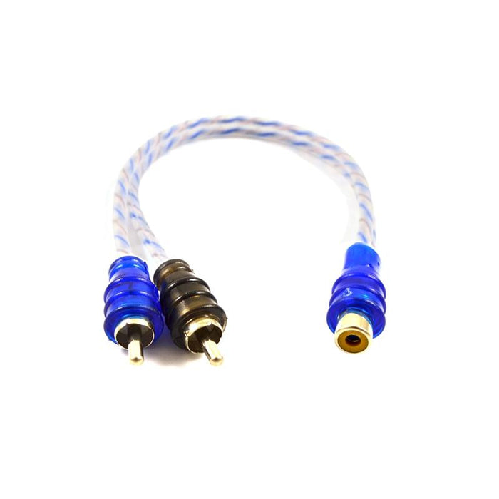RCA Twisted Pair 1 Female to 2 Male Y-Splitter Audio Cable for Amplifiers Stereo