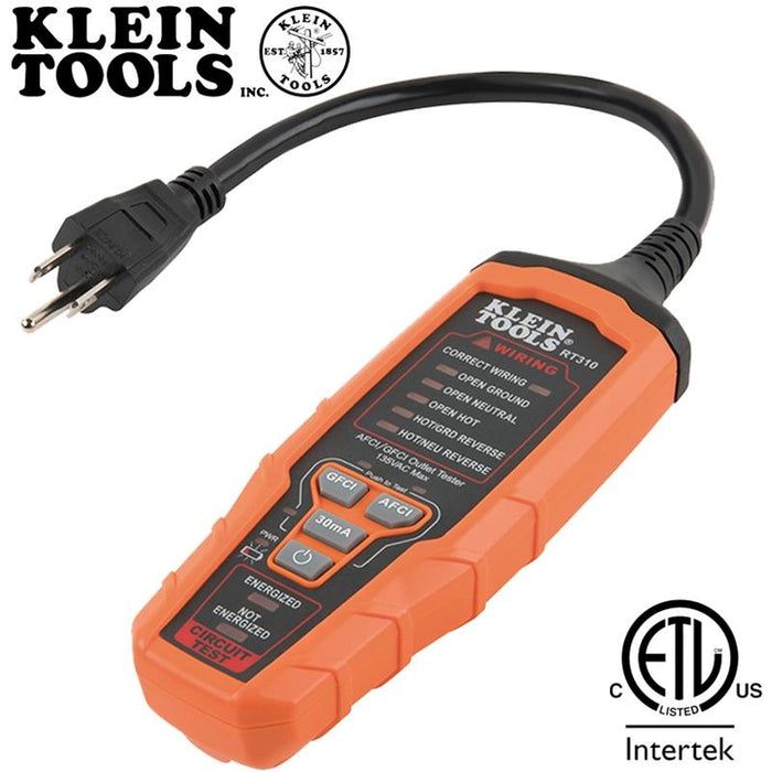 Klein Tools RT310 AFCI / GFCI Outlet Tester for N.American AC Outlets ETL Listed