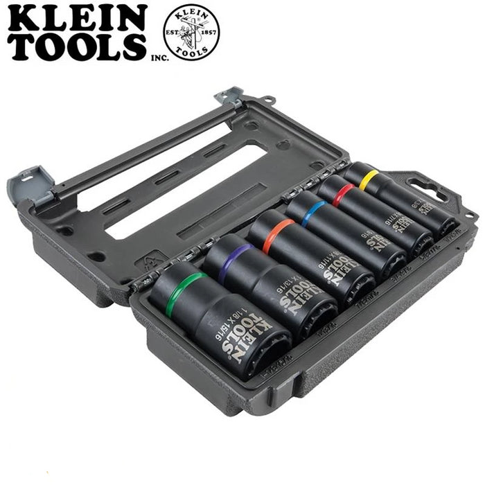 Klein Tools 66010 Impact Socket Set High-Torque Deep Sockets 12-Point 1.5" Drive