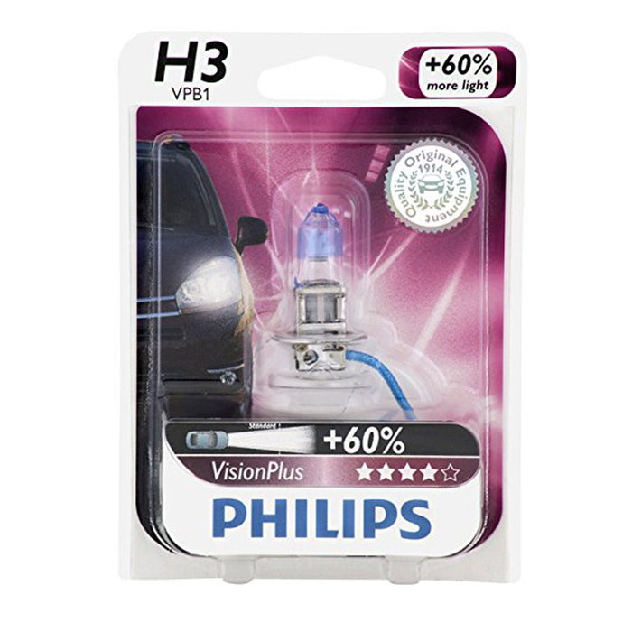 Philips 12336VPB1 H3 Vision Plus Halogen 55 Watts Car Light Bulb- Pack of 1