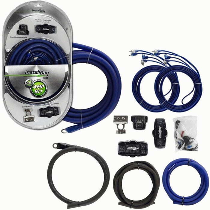 The Install Bay AK01 1/0 Gauge Complete Dual Amplifier Wiring Kit