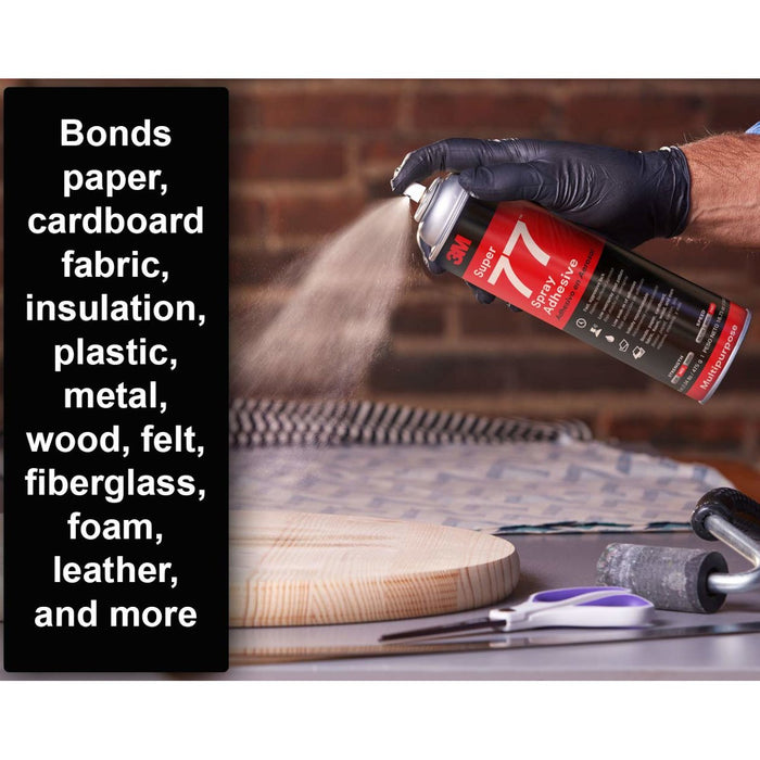 3M Super 77 Multipurpose Spray Adhesive 13.44 fl. oz. Aerosol Glue for Wood, Plastic, Metal, Fabric and more