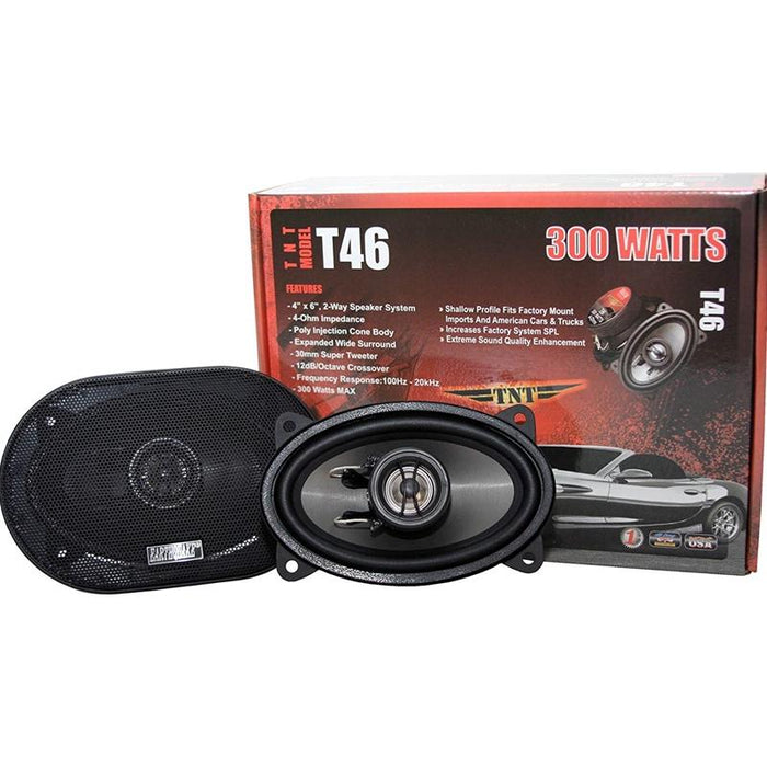 Earthquake Sound T46 2-Way 4" x 6" 300W Coaxial Car Speaker (pair)