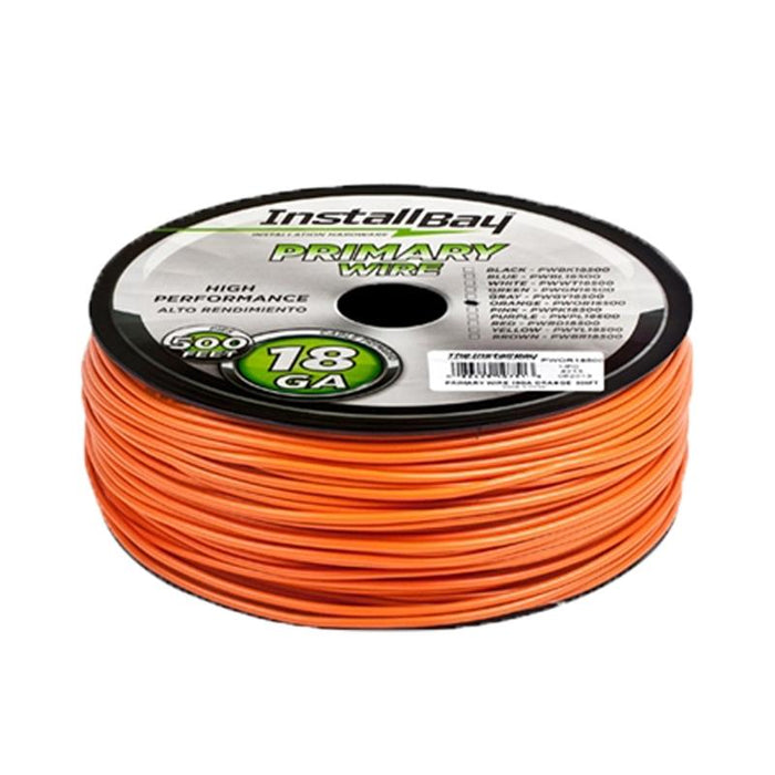 The Install Bay PWOR18500 Orange Coil 18 Gauge 500 Feet Primary Wire